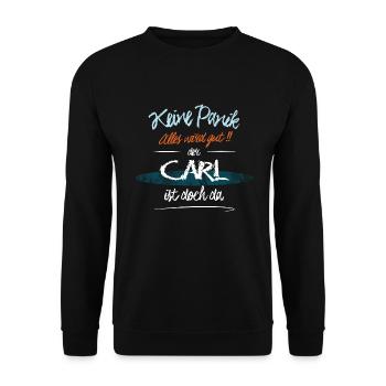 Carl - Keine Panik. Alles wird gut - Unisex Pullover - Schwarz - Vorne - Alina (178cm) & Michal (187cm)