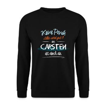 Carsten - Keine Panik. Alles wird gut - Unisex Pullover - Schwarz - Vorne - Alina (178cm) & Michal (187cm)
