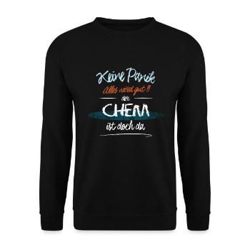 Chem - Keine Panik. Alles wird gut - Unisex Pullover - Schwarz - Vorne - Alina (178cm) & Michal (187cm)