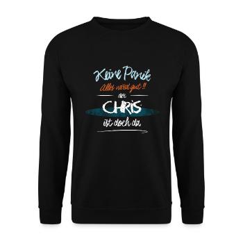 Chris - Keine Panik. Alles wird gut - Unisex Pullover - Schwarz - Vorne - Alina (178cm) & Michal (187cm)