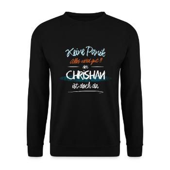 Chrishan - Keine Panik. Alles wird gut - Unisex Pullover - Schwarz - Vorne - Alina (178cm) & Michal (187cm)