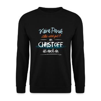 Christoff - Keine Panik. Alles wird gut - Unisex Pullover - Schwarz - Vorne - Alina (178cm) & Michal (187cm)