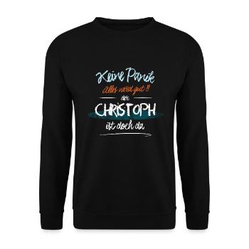 Christoph - Keine Panik. Alles wird gut - Unisex Pullover - Schwarz - Vorne - Alina (178cm) & Michal (187cm)