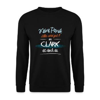Clark - Keine Panik. Alles wird gut - Unisex Pullover - Schwarz - Vorne - Alina (178cm) & Michal (187cm)