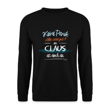 Claus - Keine Panik. Alles wird gut - Unisex Pullover - Schwarz - Vorne - Alina (178cm) & Michal (187cm)