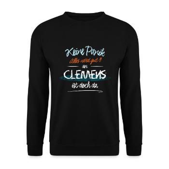Clemens - Keine Panik. Alles wird gut - Unisex Pullover - Schwarz - Vorne - Alina (178cm) & Michal (187cm)