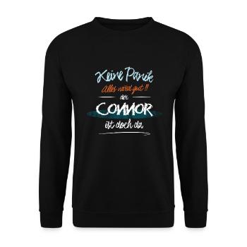 Connor - Keine Panik. Alles wird gut - Unisex Pullover - Schwarz - Vorne - Alina (178cm) & Michal (187cm)