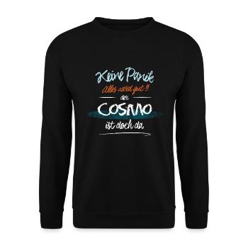 Cosmo - Keine Panik. Alles wird gut - Unisex Pullover - Schwarz - Vorne - Alina (178cm) & Michal (187cm)