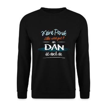 Dan - Keine Panik. Alles wird gut - Unisex Pullover - Schwarz - Vorne - Alina (178cm) & Michal (187cm)
