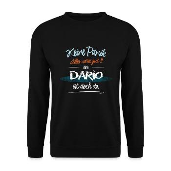 Dario - Keine Panik. Alles wird gut - Unisex Pullover - Schwarz - Vorne - Alina (178cm) & Michal (187cm)
