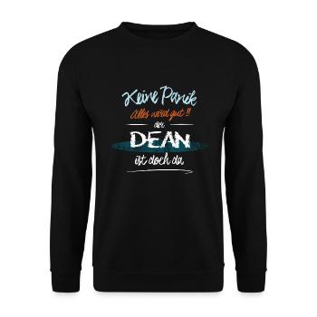 Dean - Keine Panik. Alles wird gut - Unisex Pullover - Schwarz - Vorne - Alina (178cm) & Michal (187cm)