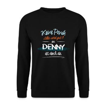 Denny - Keine Panik. Alles wird gut - Unisex Pullover - Schwarz - Vorne - Alina (178cm) & Michal (187cm)