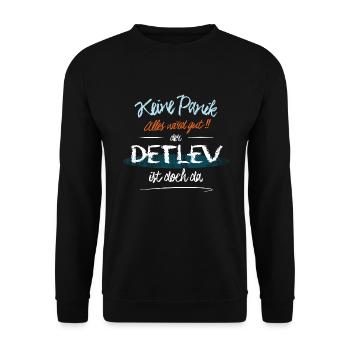 Detlev - Keine Panik. Alles wird gut - Unisex Pullover - Schwarz - Vorne - Alina (178cm) & Michal (187cm)