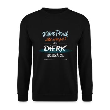 Dierk - Keine Panik. Alles wird gut - Unisex Pullover - Schwarz - Vorne - Alina (178cm) & Michal (187cm)