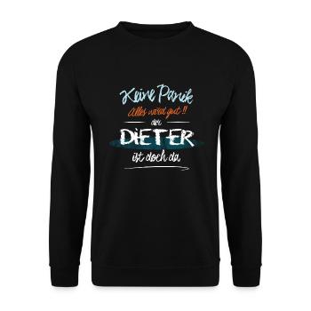 Dieter - Keine Panik. Alles wird gut - Unisex Pullover - Schwarz - Vorne - Alina (178cm) & Michal (187cm)