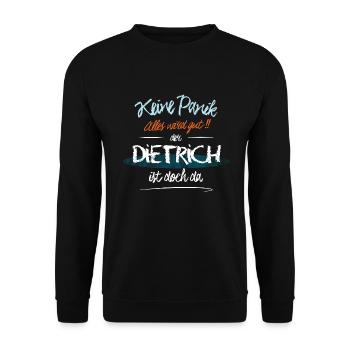 Dietrich - Keine Panik. Alles wird gut - Unisex Pullover - Schwarz - Vorne - Alina (178cm) & Michal (187cm)