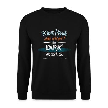 Dirk - Keine Panik. Alles wird gut - Unisex Pullover - Schwarz - Vorne - Alina (178cm) & Michal (187cm)
