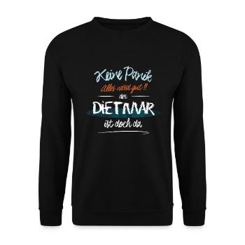 Dietmar - Keine Panik. Alles wird gut - Unisex Pullover - Schwarz - Vorne - Alina (178cm) & Michal (187cm)