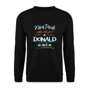 Donald - Keine Panik. Alles wird gut - Unisex Pullover - Schwarz - Vorne - Alina (178cm) & Michal (187cm)