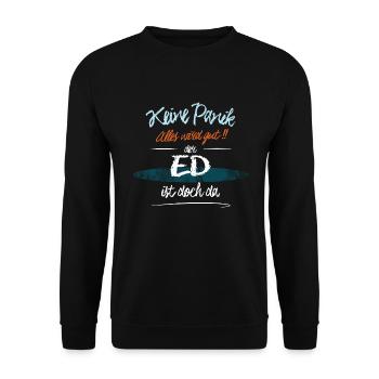 Ed - Keine Panik. Alles wird gut - Unisex Pullover - Schwarz - Vorne - Alina (178cm) & Michal (187cm)