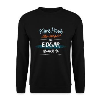 Edgar - Keine Panik. Alles wird gut - Unisex Pullover - Schwarz - Vorne - Alina (178cm) & Michal (187cm)