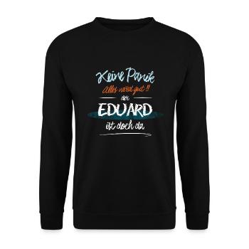 Eduard - Keine Panik. Alles wird gut - Unisex Pullover - Schwarz - Vorne - Alina (178cm) & Michal (187cm)