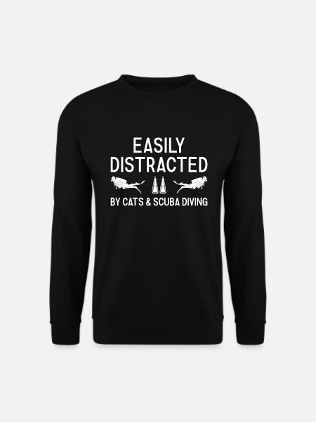 Scuba Diver Distracted By Cats And Scuba Diving - Unisex Pullover - Schwarz