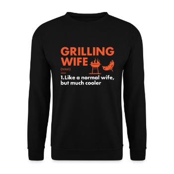Griller Wife Definition Grilling - Unisex Pullover - Schwarz - Vorne - Alina (178cm) & Michal (187cm)
