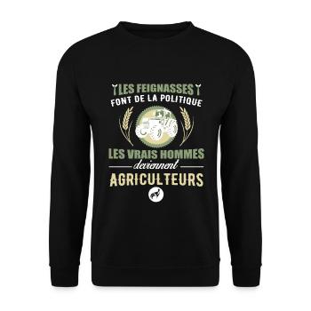 Agriculteurs - les vrais hommes - Sweat-shirt Unisexe - noir - Devant - Alina (178cm) & Michal (187cm)