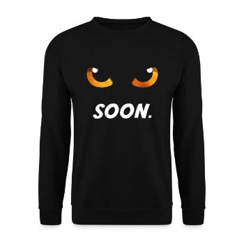 Katzenaugen Orange bald - Unisex Pullover - Schwarz - Vorne - Alina (178cm) & Michal (187cm)