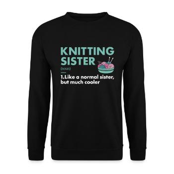 Knitter Sister Definition Knitting - Unisex Sweatshirt - black - Front - Alina (178cm) & Michal (187cm)