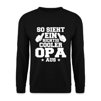 So Sieht Ein Richtig Cooler Opa Aus - Unisex Pullover - Schwarz - Vorne - Alina (178cm) & Michal (187cm)