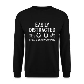 Le sauteur facilement distrait par les chats et le saut d’obstacles - Sweat-shirt Unisexe - noir - Devant - Alina (178cm) & Michal (187cm)