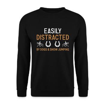 Le sauteur facilement distrait par les chiens et le saut d’obstacles - Sweat-shirt Unisexe - noir - Devant - Alina (178cm) & Michal (187cm)