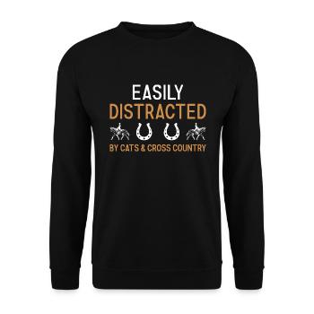 Rider Easily Distracted By Cats And Cross Country - Unisex Sweatshirt - black - Front - Alina (178cm) & Michal (187cm)