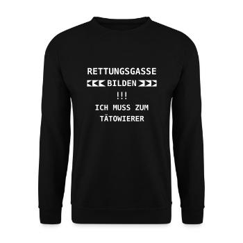 Tattoo saying rescue lane - Unisex Sweatshirt - black - Front - Alina (178cm) & Michal (187cm)