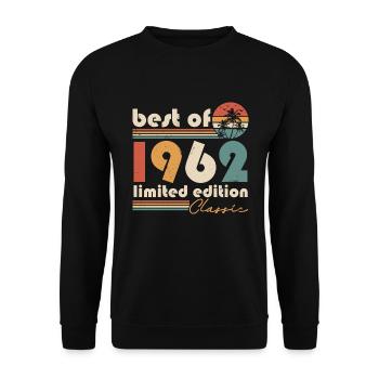 Best of 1962 Jahrgang Vintage Retro Geburtstag - Unisex Pullover - Schwarz - Vorne - Alina (178cm) & Michal (187cm)