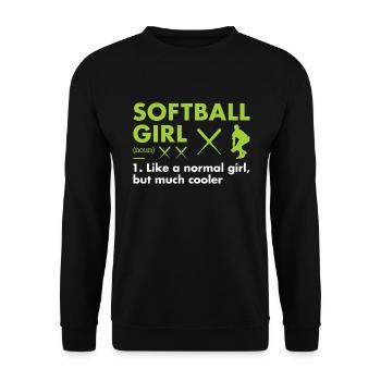 Sport Girl Definition Softball - Unisex Pullover - Schwarz - Vorne - Alina (178cm) & Michal (187cm)
