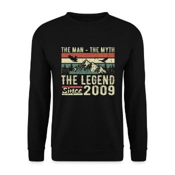 Retro 2009 Vintage - Cadeau D’anniversaire 2009 - Sweat-shirt Unisexe - noir - Devant - Alina (178cm) & Michal (187cm)