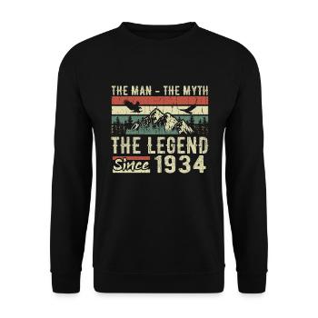 Retro 1934 Vintage - Cadeau D’anniversaire 1934 - Sweat-shirt Unisexe - noir - Devant - Alina (178cm) & Michal (187cm)