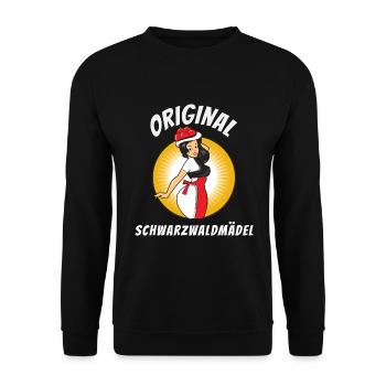 Original Schwarzwaldmädel mit Bollenhut frech sexy - Unisex Pullover - Schwarz - Vorne - Alina (178cm) & Michal (187cm)