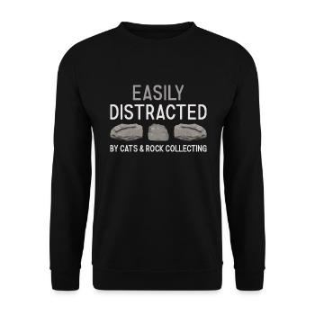 Collectionneur de roches, chats distraits et collecte de roches - Sweat-shirt Unisexe - noir - Devant - Alina (178cm) & Michal (187cm)
