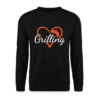 Griller Heart Grilling - Unisex Sweatshirt - black - Front - Alina (178cm) & Michal (187cm)