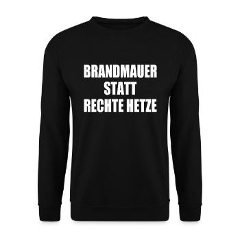 brandmauer statt rechte hetze - Unisex Pullover - Schwarz - Vorne - Alina (178cm) & Michal (187cm)