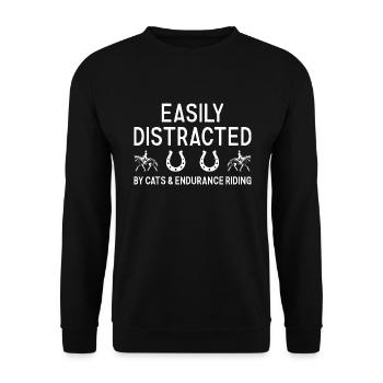 Rider Easily Distracted Cats And Endurance Riding - Unisex Sweatshirt - black - Front - Alina (178cm) & Michal (187cm)