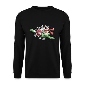Cat on air - Unisex Sweatshirt - black - Front - Alina (178cm) & Michal (187cm)