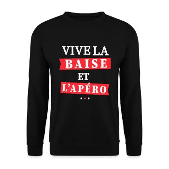 Vive la Baise et L'Apéro / Cadeau Beauf Apéritif - Sweat-shirt Unisexe - noir - Devant - Alina (178cm) & Michal (187cm)