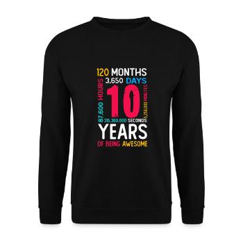 10 years Birthday 10th children's birthday - Unisex Sweatshirt - black - Front - Alina (178cm) & Michal (187cm)