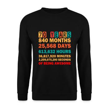 70th Birthday - Unisex Sweatshirt - black - Front - Alina (178cm) & Michal (187cm)