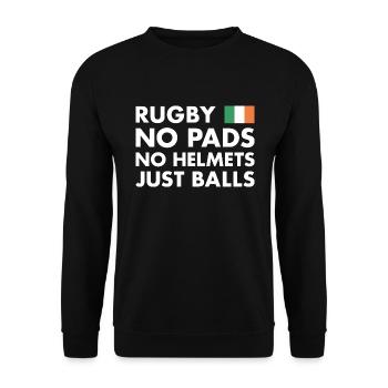 Rugby Pas de coussinets pas de casques juste des ballons Irlande Rugby - Sweat-shirt Unisexe - noir - Devant - Alina (178cm) & Michal (187cm)